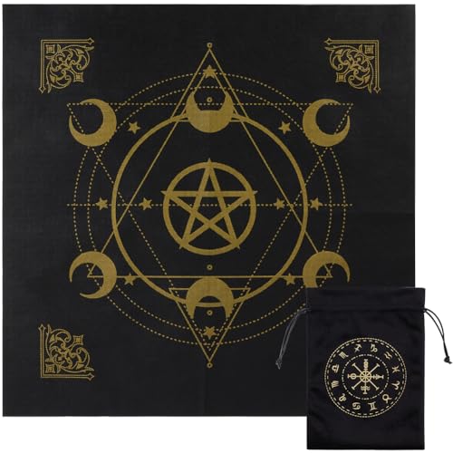 CREATCABIN Hexagramm Tarottuch Altartuch Mond Tarotdeck Pentagramm Spiritueller Wandteppich Heilige Astrologie Mit Tarotkartentasche Für Wahrsagerei Hexerei Heidnisches Geschenk 49.5x49.5cm Schwarz CREATCABIN Hexagramm Tarottuch Altartuch Mond Tarotdeck Pentagramm Spiritueller Wandteppich Heilige Astrologie Mit Tarotkartentasche Für Wahrsagerei Hexerei Heidnisches Geschenk 49.5x49.5cm Schwarz von CREATCABIN
