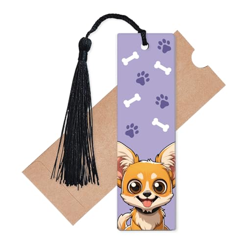 CREATCABIN Hunde-Lesezeichen, Haustier-Lesezeichen, Acryl, rechteckig, Tier, Hunde, Welpen, Knochen, Pfotenabdrücke, Muster, Dekoration, Etikett, Seite, Lesezeichen mit Quaste, zum Lesen, Büro, Schule von CREATCABIN
