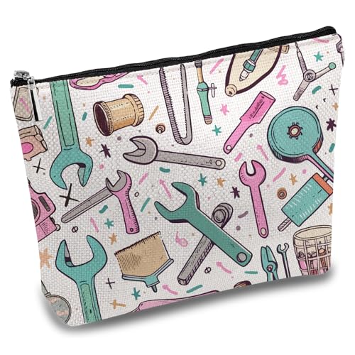 CREATCABIN Ingenieur Make Up Taschen Für Frauen Reise Kosmetiktasche Reißverschlusstasche Werkzeug Mehrzweck Federmäppchen Kulturbeutel Scherzgeschenke Für Mitarbeiter Arbeiter Tochter 25x18cm von CREATCABIN