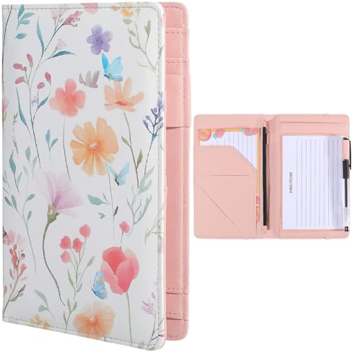 CREATCABIN Klemmbrett aus PU-Leder mit Blumenmuster, Leder-Portfolio-Ordner, Padfolio, Ordner, Aufbewahrung, Klemmbrett mit 5 Taschen, Notizblock, elastischer Verschluss und Stiftschlaufe, für CREATCABIN Klemmbrett aus PU-Leder mit Blumenmuster, Leder-Portfolio-Ordner, Padfolio, Ordner, Aufbewahrung, Klemmbrett mit 5 Taschen, Notizblock, elastischer Verschluss und Stiftschlaufe, für von CREATCABIN