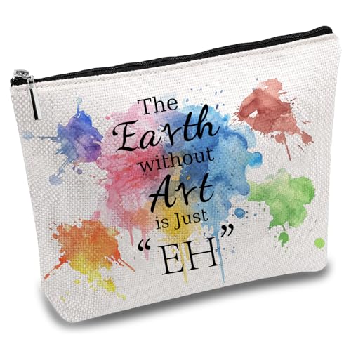 CREATCABIN Kosmetiktasche Mit Ölfarbe Spritzer Tinte Canvas Mehrzweck Federmäppchen Metallreißverschluss Bunte Kulturtasche Kleine Reisetasche Geldbörse Geschenke Für Frauen Töchter Schwestern 25x18cm von CREATCABIN