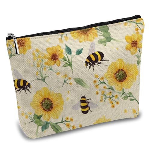 CREATCABIN Make Up Tasche Mit Bienen Blumenmotiv Canvas Kosmetiktasche Mehrzweck Stifteetui Reißverschlusstaschen Kulturbeutel Reisetasche Geldbörse Tragbare Make Up Aufbewahrungstasche 25x18cm CREATCABIN Make Up Tasche Mit Bienen Blumenmotiv Canvas Kosmetiktasche Mehrzweck Stifteetui Reißverschlusstaschen Kulturbeutel Reisetasche Geldbörse Tragbare Make Up Aufbewahrungstasche 25x18cm von CREATCABIN