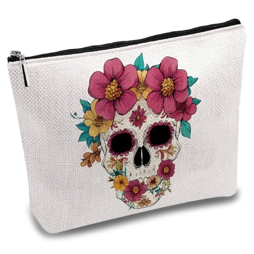 CREATCABIN Make Up Tasche Segeltuch Mit Totenkopf Motiv Kosmetiktasche Blumen Tragbarer Reise Make Up Organizer Segeltuch Aufbewahrungstasche Mit Reißverschluss Geschenke Für Frauen Halloween 25x18cm CREATCABIN Make Up Tasche Segeltuch Mit Totenkopf Motiv Kosmetiktasche Blumen Tragbarer Reise Make Up Organizer Segeltuch Aufbewahrungstasche Mit Reißverschluss Geschenke Für Frauen Halloween 25x18cm von CREATCABIN