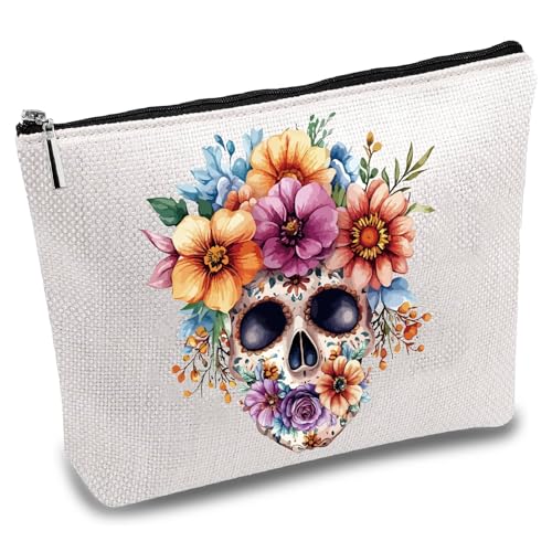 CREATCABIN Make Up Tasche Totenkopf Motiv Canvas Blumen Kosmetiktasche Mehrzweck Stifteetui Reißverschluss Kulturbeutel Reisetasche Geldbörse Beutel Tragbares Survival Kit Geschenke Halloween 25x18cm CREATCABIN Make Up Tasche Totenkopf Motiv Canvas Blumen Kosmetiktasche Mehrzweck Stifteetui Reißverschluss Kulturbeutel Reisetasche Geldbörse Beutel Tragbares Survival Kit Geschenke Halloween 25x18cm von CREATCABIN