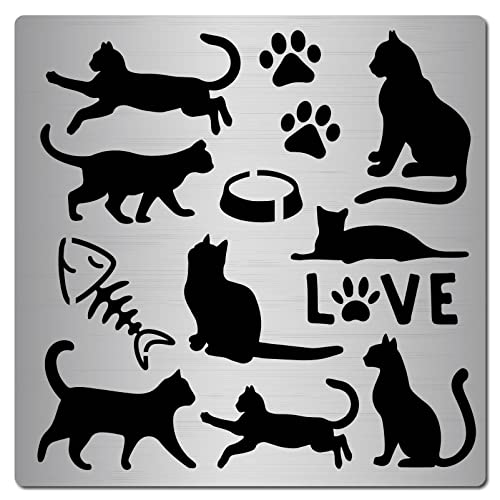 CREATCABIN Metall-Stanzschablonen Für Katzen Schneidet Plaketten Stanzformen Liebespfote Tiere Schablonenwerkzeug Malen Basteln Scrapbooking Basteln Fotoalbum Dekorative Prägung Holzbrennen 16 x 16cm von CREATCABIN