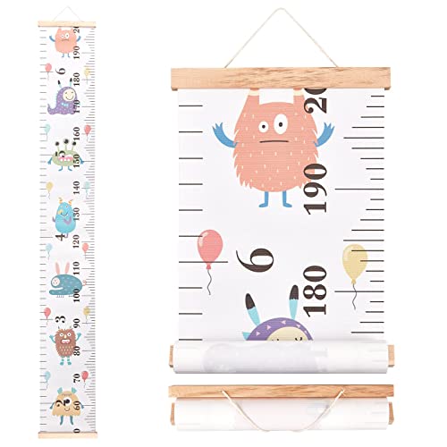 CREATCABIN Monster-Wachstumsdiagramm, Stoff, Leinwand, Höhenmesslineal, Holzrahmen, Aufhängen, Abnehmbare Cartoon-Wandlineale Für Zuhause, Wohnzimmer, Dekoration, Kinderzimmer, Dekoration, Geschenk von CREATCABIN