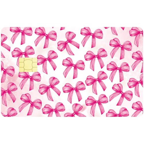 CREATCABIN Rosa Kreditkarten Skins Mit Schleife Debitkarten Skin Aufkleber Blasenfrei Schmal Personalisierter Schutz Für Bankkarten PVC Wasserdicht Für Transport Schlüssel Geschenkkarte 18.6x13.7cm von CREATCABIN
