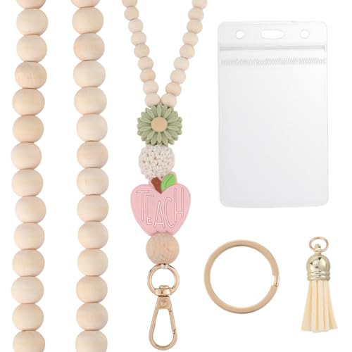 CREATCABIN Schlüsselband Mit Herzperlen Für Lehrer Holzperlen Beige Holz Boho Silikon Blumen Bücher Äpfel Abreißbarer Schlüsselanhänger Quastenverschluss Kette Mit Ausweishalter Für Damenbedarf 53.5cm CREATCABIN Schlüsselband Mit Herzperlen Für Lehrer Holzperlen Beige Holz Boho Silikon Blumen Bücher Äpfel Abreißbarer Schlüsselanhänger Quastenverschluss Kette Mit Ausweishalter Für Damenbedarf 53.5cm von CREATCABIN