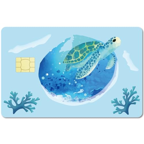 CREATCABIN Sea Card Skin Aufkleber Schildkröte Debit-Kreditkarten-Skins,Personalisierende Bankkarten Schützen,Ocean,Abnehmbare Folie,Wasserfest,Kratzfest Für Schlüssel,Bankkarte,Blau,186x137mm von CREATCABIN
