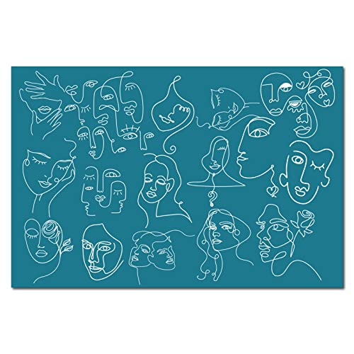 CREATCABIN Siebdruck-Schablonen Für Polymer-Ton Wiederverwendbar Siebdruck-Set Selbstklebend Minimalismus-Druck, DIY Für Schmuck, Ohrringe, Holz, Stoff, Wand, T-Shirt-Papier,15x10cm(Frauen-Muster) von CREATCABIN