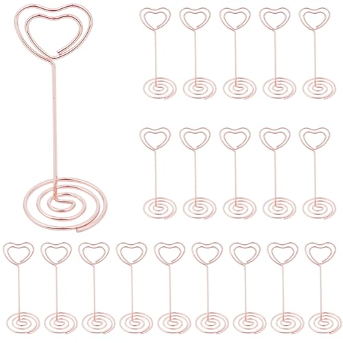 CREATCABIN Tischnummernhalter 203.35cm Ständer Herz Tischkartenhalter Tischkartenhalter Bildhalter Draht Fotohalter Clips Tischschild Für Memo Mittelstücke Hochzeit Geburtstag Roségold (1) Stück von CREATCABIN