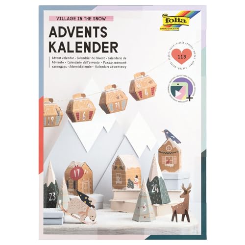 Adventskalender Bastelset, Village in the Snow, 24 Schachteln + Zubehör von CREATIV DISCOUNT