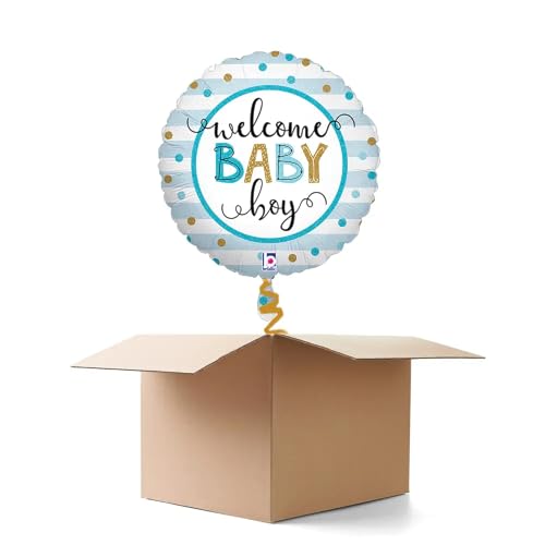 Ballongrüße Welcome Baby Boy Stripes, blau, 35cm, 1 Ballon Ballongrüße Welcome Baby Boy Stripes, blau, 35cm, 1 Ballon von CREATIV DISCOUNT