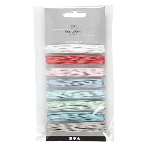 Baumwollband Pastell-Farben, Stärke 1 mm, Länge 8x5 m von CREATIV DISCOUNT