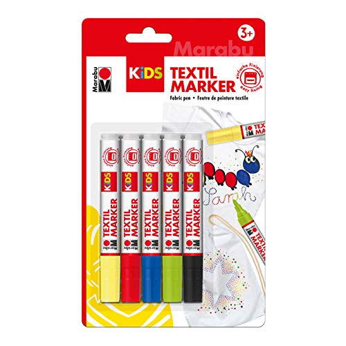 CREATIV DISCOUNT ® NEU Marabu Kids Textilmarker Set, 3mm, 5 teilig von CREATIV DISCOUNT