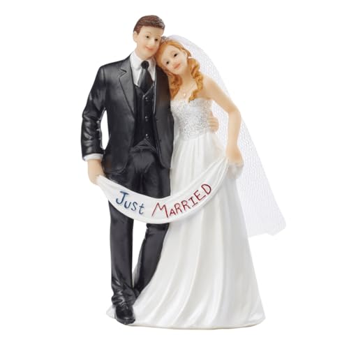 CREATIV DISCOUNT Hochzeitspaar mit Just-Married-Schärpe, Größe ca. 13,5 x 7 cm von CREATIV DISCOUNT