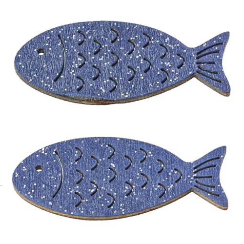 CREATIV DISCOUNT Holz-Fische für Kommunion, Konfirmation & Co. mit Glimmer, 40 mm, Beutel mit 6 Stück, dunkelblau von CREATIV DISCOUNT