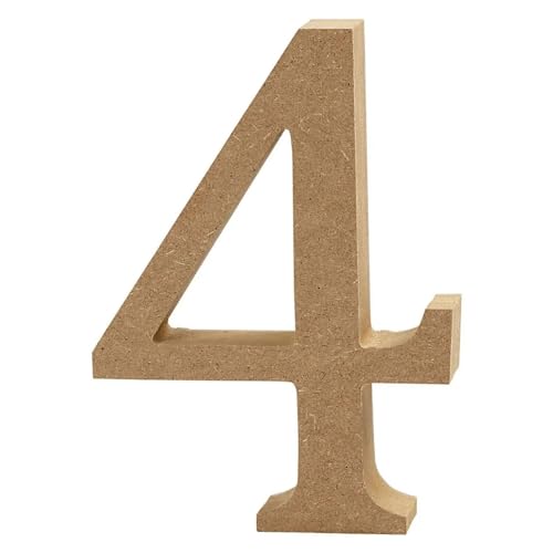 CREATIV DISCOUNT MDF-Zahl, 13 cm, Stärke 2 cm, Natur, 4" von CREATIV DISCOUNT