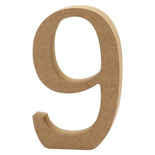 CREATIV DISCOUNT MDF-Zahl, 8 cm, Stärke 1,5 cm, Natur, 9" von CREATIV DISCOUNT