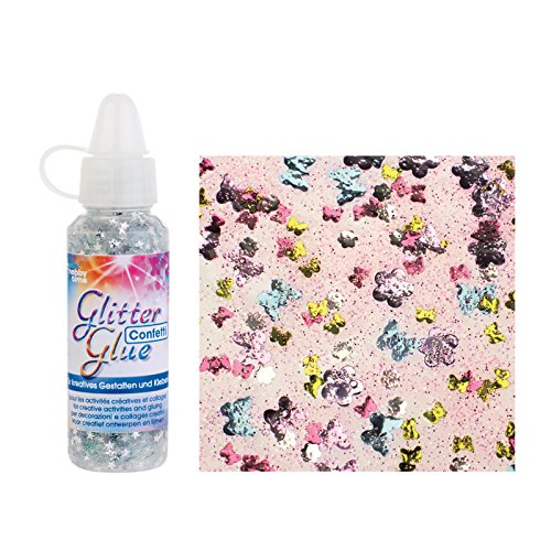 CREATIV DISCOUNT NEU Glitter Glue Confetti, 53ml,Schmetterling bunt von CREATIV DISCOUNT
