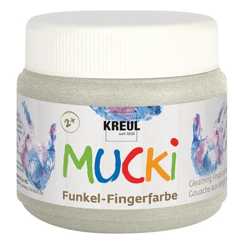 CREATIV DISCOUNT NEU MUCKI Funkel-Fingerfarbe Drachen-Silber 150 ml von CREATIV DISCOUNT