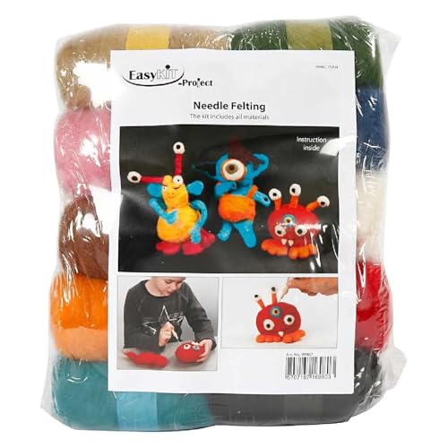 CREATIV DISCOUNT Nadelfilzen Anfänger-Set, 10 x 25g Wolle, 15 Filznadeln, Schaumstoffblock CREATIV DISCOUNT Nadelfilzen Anfänger-Set, 10 x 25g Wolle, 15 Filznadeln, Schaumstoffblock von CREATIV DISCOUNT