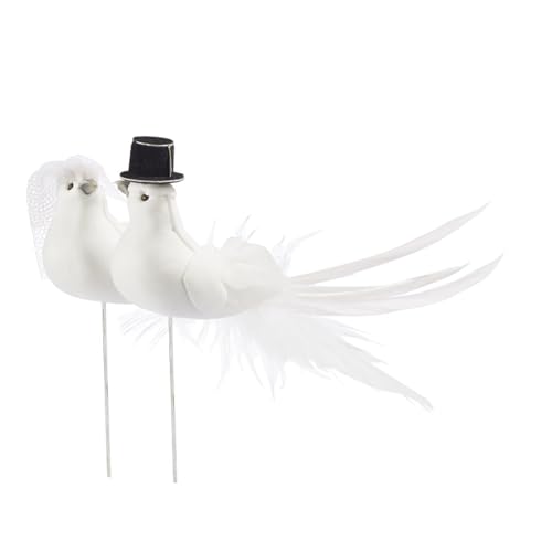 CREATIV DISCOUNT Taubenpaar mit Federn für Hochzeiten & Co., Größe ca. 13 cm von CREATIV DISCOUNT