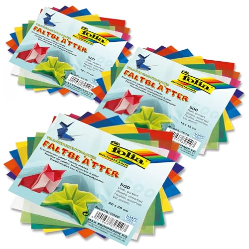 CREATIV DISCOUNT Transparentpapier Faltblätter in drei Größen, jeweils 500 Blatt in 10cm, 15cm & 20cm, ideal für Fensterbilder, Weihnachtssterne, Laternen CREATIV DISCOUNT Transparentpapier Faltblätter in drei Größen, jeweils 500 Blatt in 10cm, 15cm & 20cm, ideal für Fensterbilder, Weihnachtssterne, Laternen von CREATIV DISCOUNT