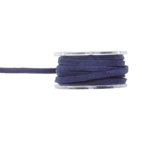 CREATIV DISCOUNT Velour-Lederband-Rolle, 3 mm / 2 m, flach, dunkelblau von CREATIV DISCOUNT