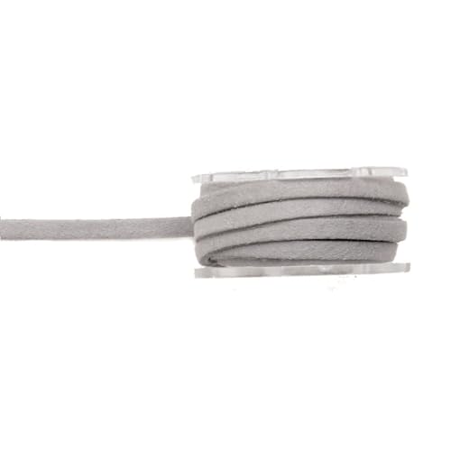CREATIV DISCOUNT Velour-Lederband-Rolle, 3 mm / 2 m, flach, hellgrau von CREATIV DISCOUNT