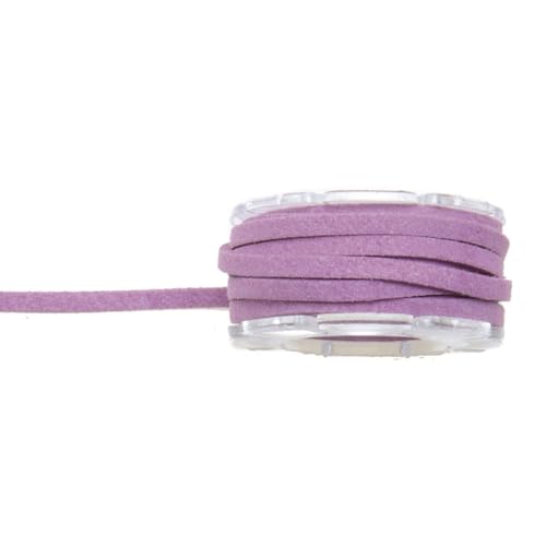 CREATIV DISCOUNT Velour-Lederband-Rolle, 3 mm / 2 m, flach, lila von CREATIV DISCOUNT