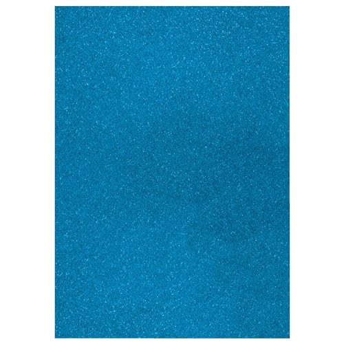 Glitter-Karton, 200 g/qm, einseitig mit Glitzer, DIN A4, Pfauenblau von CREATIV DISCOUNT