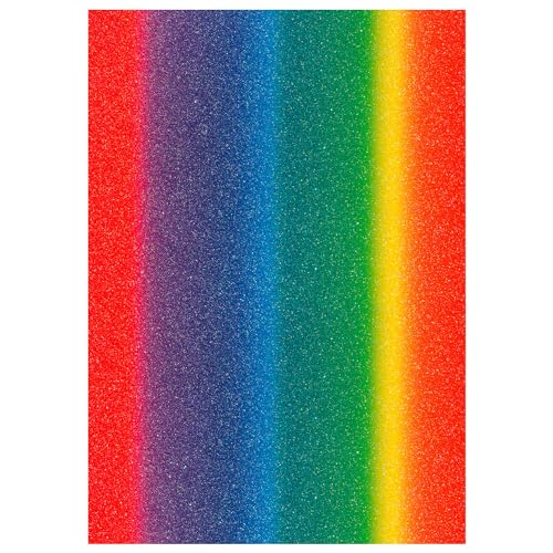Glitter-Karton, 200 g/qm, einseitig mit Glitzer, DIN A4, Regenbogen von CREATIV DISCOUNT