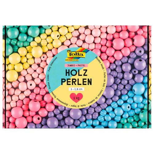 Holzperlen Jumbo Pack Pastell, 1 kg, ca. 2000 Perlen, 1-1,8cm von CREATIV DISCOUNT
