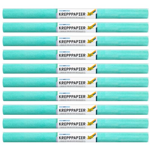 Krepppapier-Rollen, nassfest, 50 cm x 2,5 m, 10 Rollen, mint von CREATIV DISCOUNT