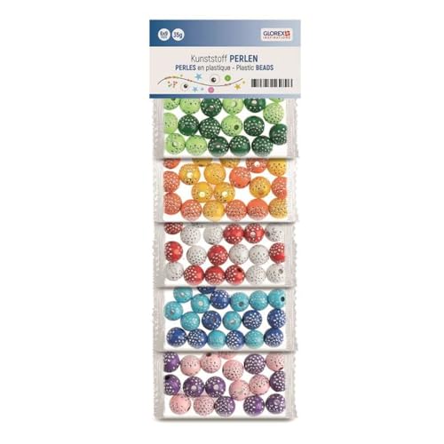 Kunststoffperlen-Mix, 10 mm, 50 g, gepunktet in 5 Farben von CREATIV DISCOUNT