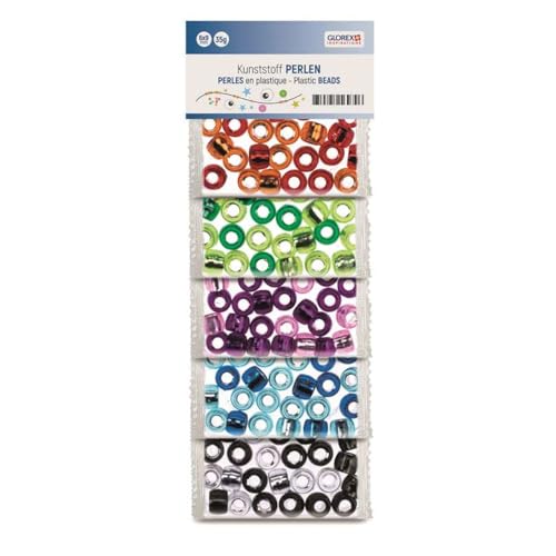 Kunststoffperlen-Mix, 6 x 9 mm, 35 g, Silbereinzug in 5 Farben Kunststoffperlen-Mix, 6 x 9 mm, 35 g, Silbereinzug in 5 Farben von CREATIV DISCOUNT