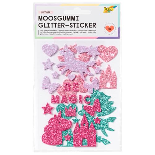 Moosgummi Glitter-Sticker Einhorn, 37 Stück sortiert Moosgummi Glitter-Sticker Einhorn, 37 Stück sortiert von CREATIV DISCOUNT