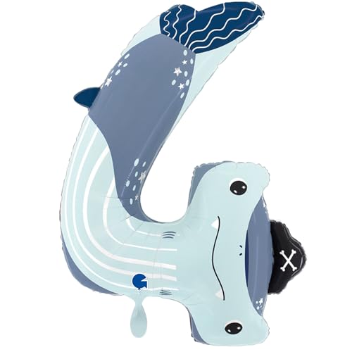 NEU Folienballon Große Zahl mit Tiermotiv, Zahl 4, Hai, ca. 90cm Höhe NEU Folienballon Große Zahl mit Tiermotiv, Zahl 4, Hai, ca. 90cm Höhe von CREATIV DISCOUNT
