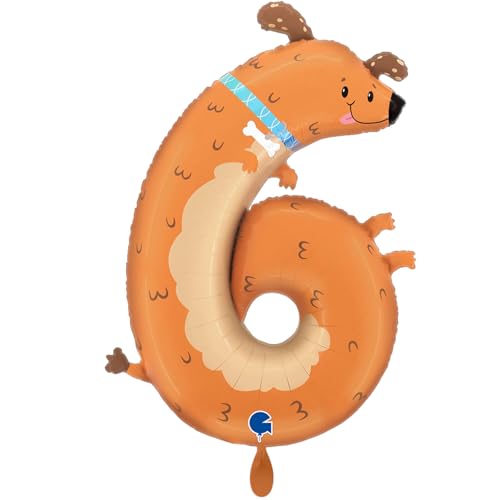 NEU Folienballon Große Zahl mit Tiermotiv, Zahl 6, Hund, ca. 90cm Höhe NEU Folienballon Große Zahl mit Tiermotiv, Zahl 6, Hund, ca. 90cm Höhe von CREATIV DISCOUNT