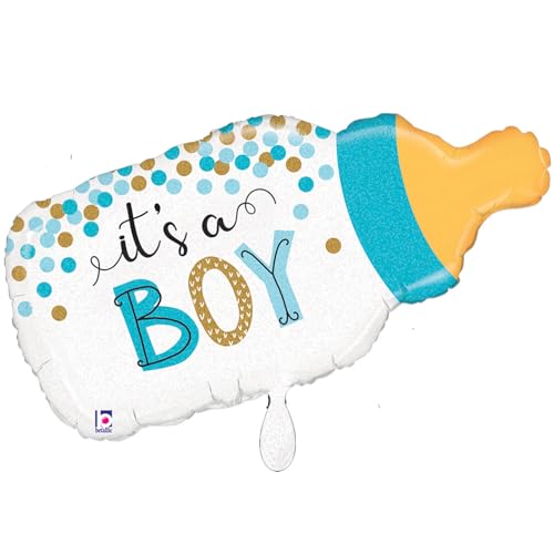 NEU Folienballon Konfetti Baby-Flasche, blau, 74x35cm von CREATIV DISCOUNT