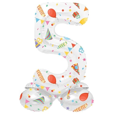 NEU Folienballon Mini Zahl 5, mit Standfuss und buntem Party-Design, ca. 40cm, Zahlenballon NEU Folienballon Mini Zahl 5, mit Standfuss und buntem Party-Design, ca. 40cm, Zahlenballon von CREATIV DISCOUNT