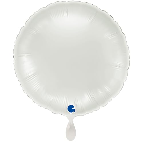 NEU Folienballon rund, ca. 38cm, unifarben, weiß von CREATIV DISCOUNT
