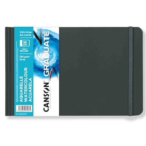 NEU Graduate Aquarell Buch 56 Seiten, 21,6x14 cm, 250 g/m², Querformat, Feinkorn/leicht gekörnt von CREATIV DISCOUNT