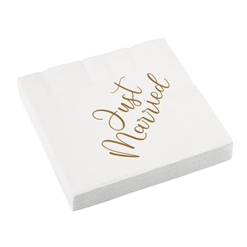 NEU Servietten Just Married, 33cm x 33cm, 16 Stück von CREATIV DISCOUNT
