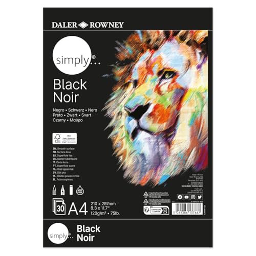 NEU Simply Zeichenblock schwarz, 30 Blatt – 120 g/m², DIN A4 von CREATIV DISCOUNT