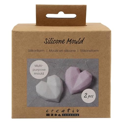 Silikonform/Gießform, Facettiertes Herz, 6 x 5,8 x 2 cm, 2 Stück Silikonform/Gießform, Facettiertes Herz, 6 x 5,8 x 2 cm, 2 Stück von CREATIV DISCOUNT