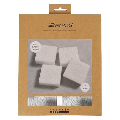 Silikonform/Gießform, Quadratisch mit grafischem Design, 6,8 x 6,8 x 2,4 cm, 4 Motive Silikonform/Gießform, Quadratisch mit grafischem Design, 6,8 x 6,8 x 2,4 cm, 4 Motive von CREATIV DISCOUNT