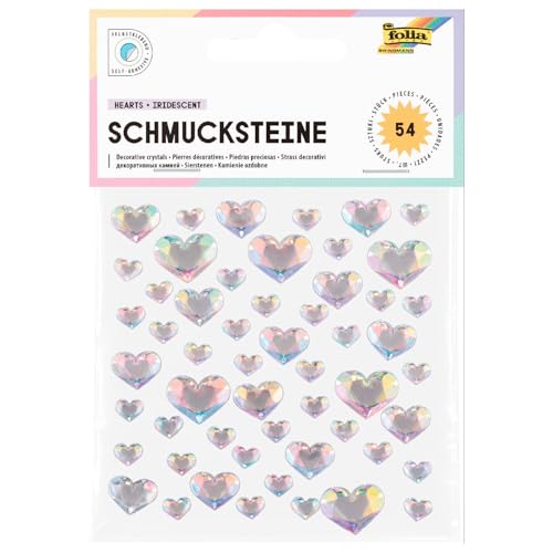 Sticker/Schmucksteine selbstklebend, Herzen Irisierend, 54 Stück sortiert von CREATIV DISCOUNT