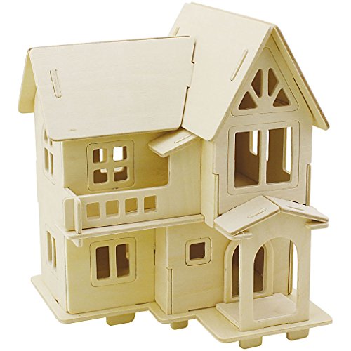 3D-Holzbausatz, Haus mit Balkon, Größe 15,8 x 17,5 x 19,5, Sperrholz, 1 Stück von Creativ